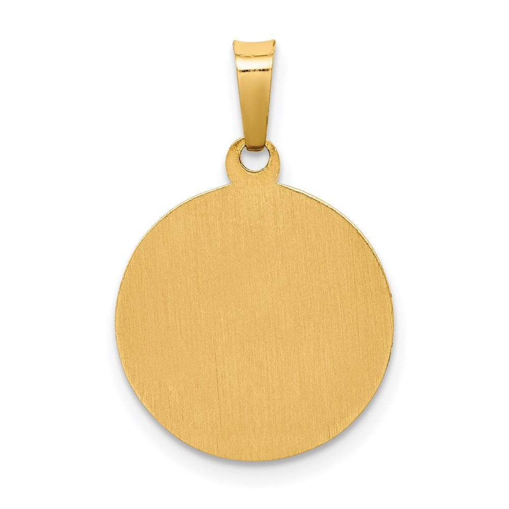 14k Polished and Satin Hollow St Francis Medal Round Pendant
