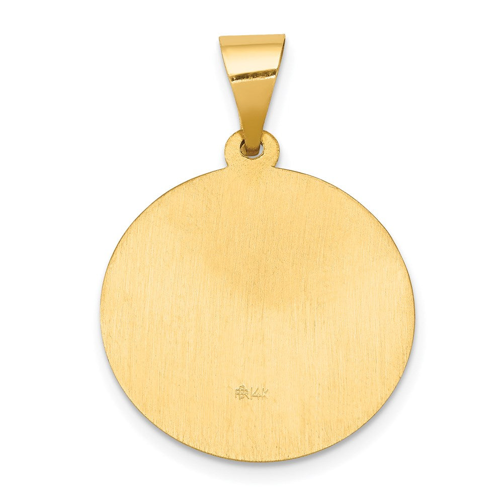 14k Polished and Satin Hollow Saint Gerard Medal Round Pendant