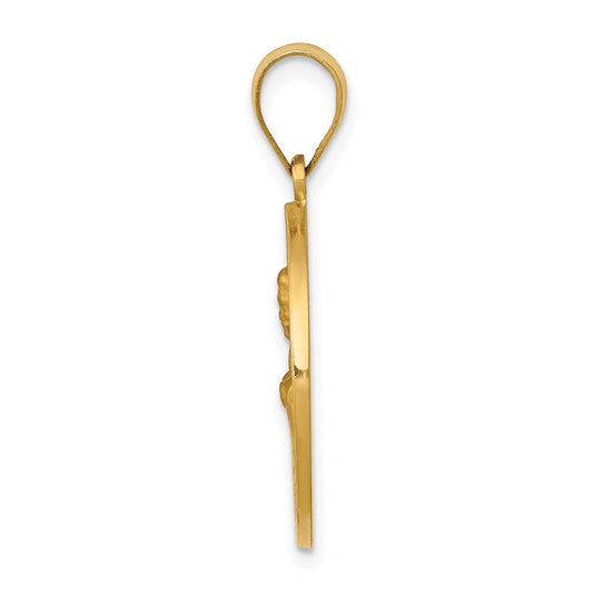 14k Polished and Satin Hollow Saint John Medal Round Pendant