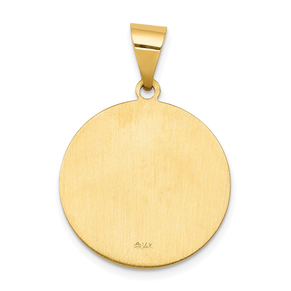 14k Polished and Satin Hollow Saint John Medal Round Pendant