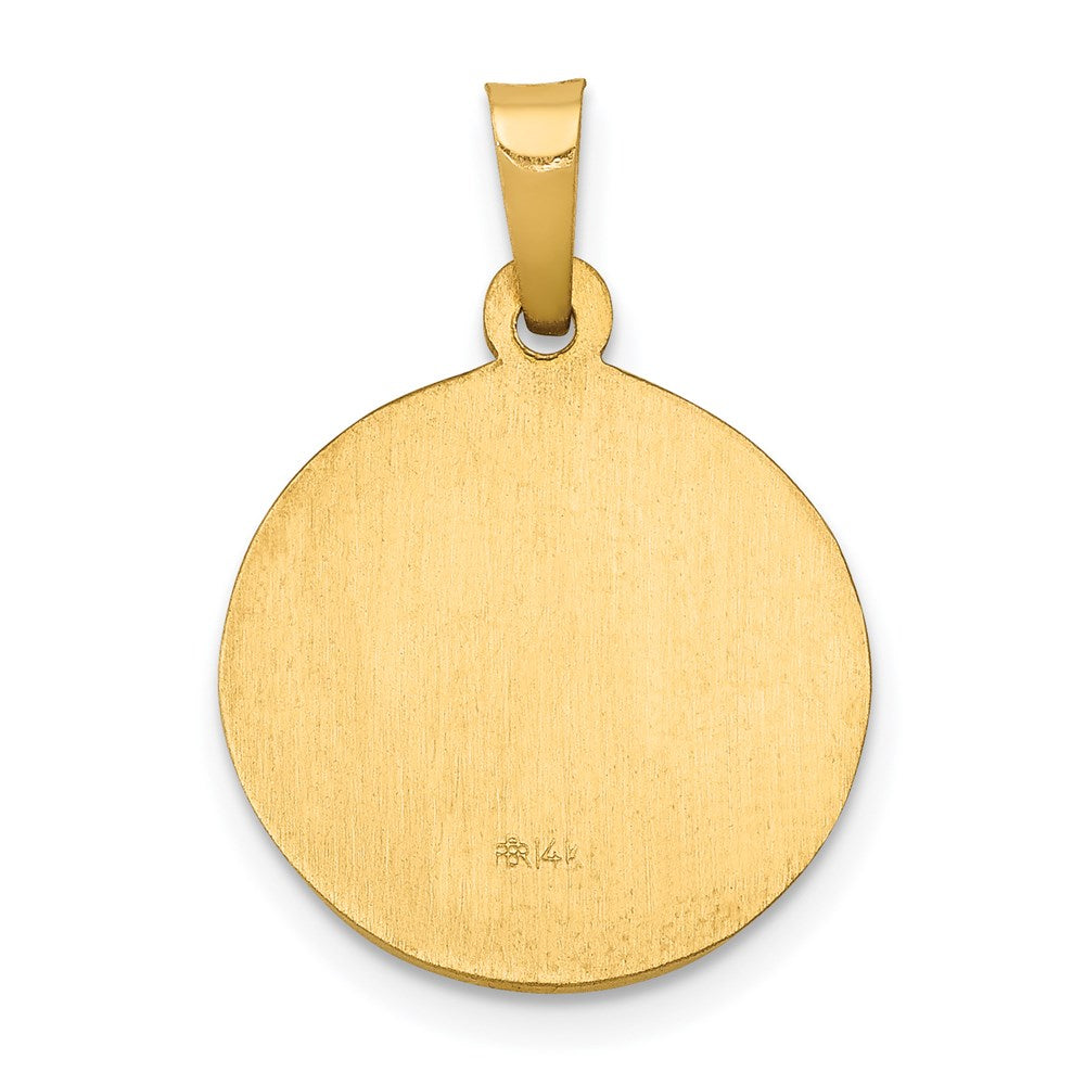 14k Polished and Satin Hollow St John the Baptist Medal Round Pendant