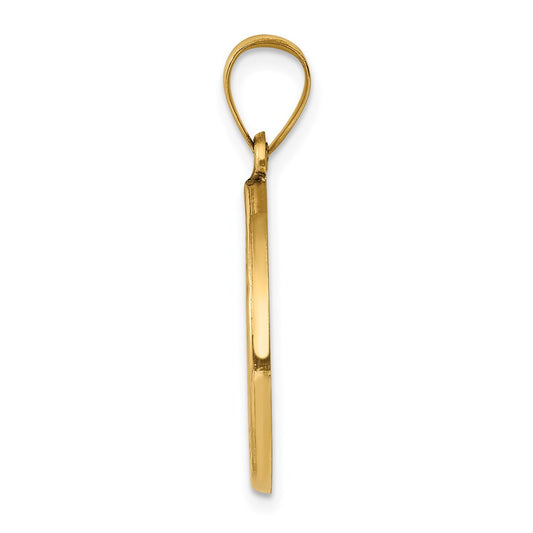 14k Polished and Satin Hollow St John the Baptist Medal Round Pendant