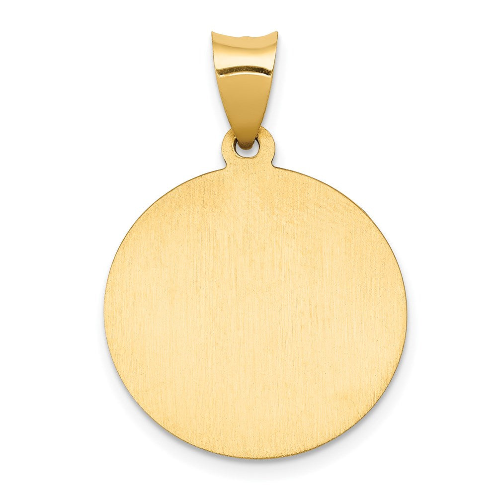 14k Polished and Satin Hollow St John the Baptist Medal Round Pendant