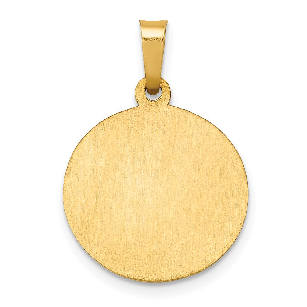 14k Polished and Satin Hollow St Joseph Medal Round Pendant