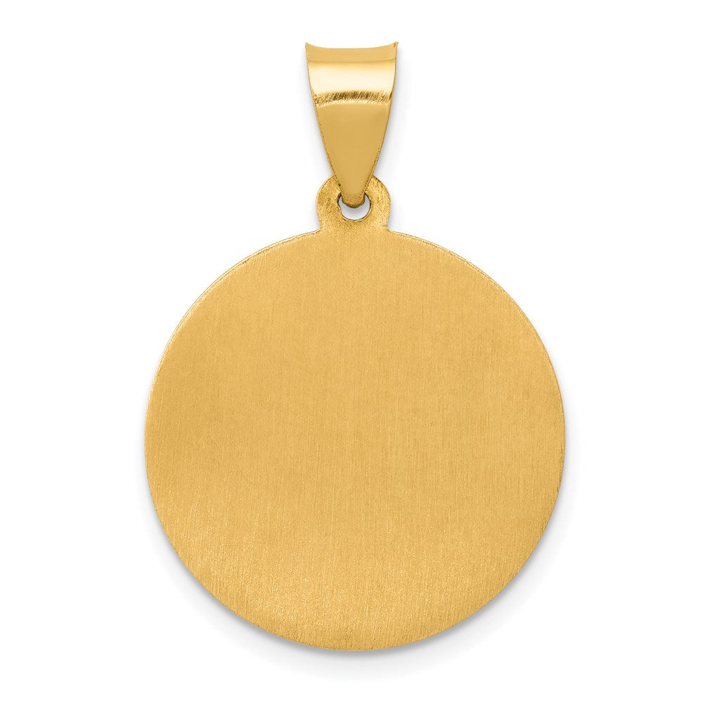 14k Polished and Satin Hollow St Joseph Medal Round Pendant