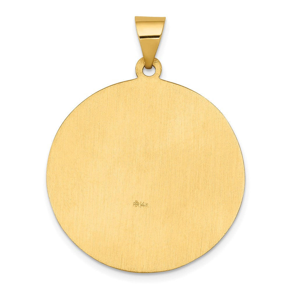 14k Polished and Satin Hollow Large St Joseph Medal Round Pendant
