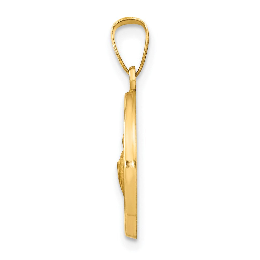 14k Polished and Satin Hollow St Jude Thaddeus Medal Round Pendant