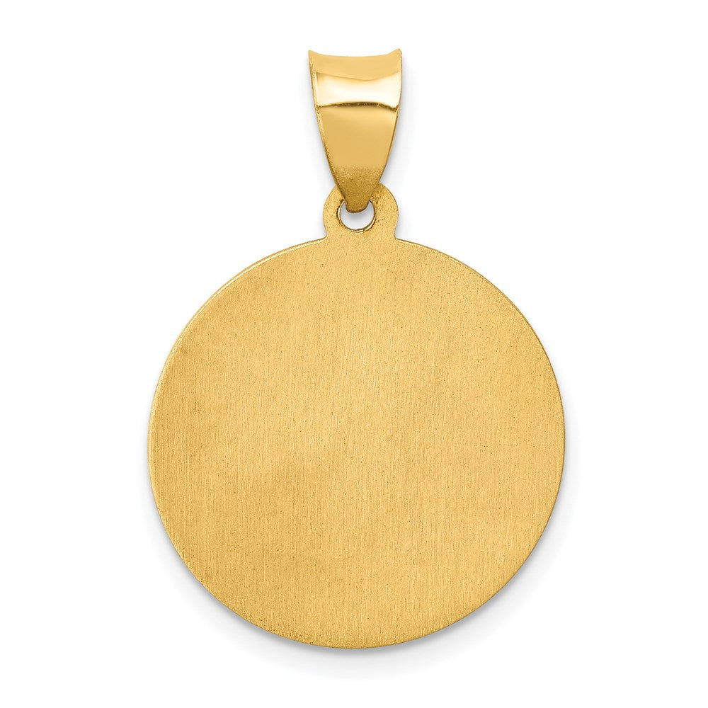 14k Polished and Satin Hollow St Jude Thaddeus Medal Round Pendant