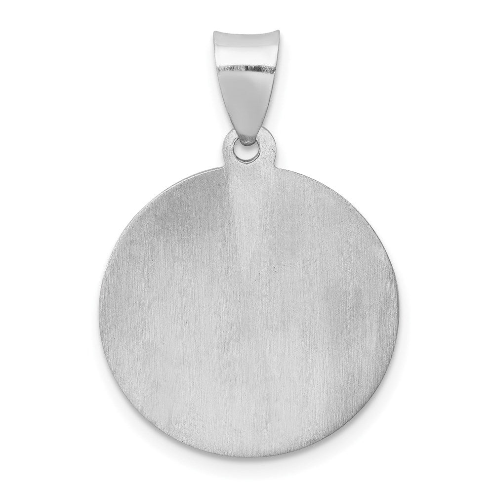 14K White Gold Polished and Satin Hollow St Jude Thaddeus Medal Round Pendant