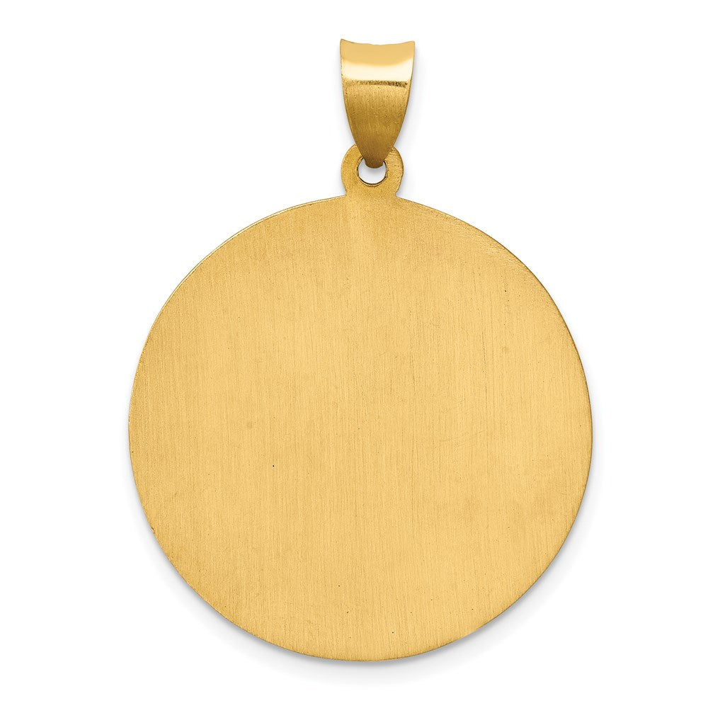 14k Polished and Satin Large Hollow St. Jude Thaddeus Medal Round Pendant