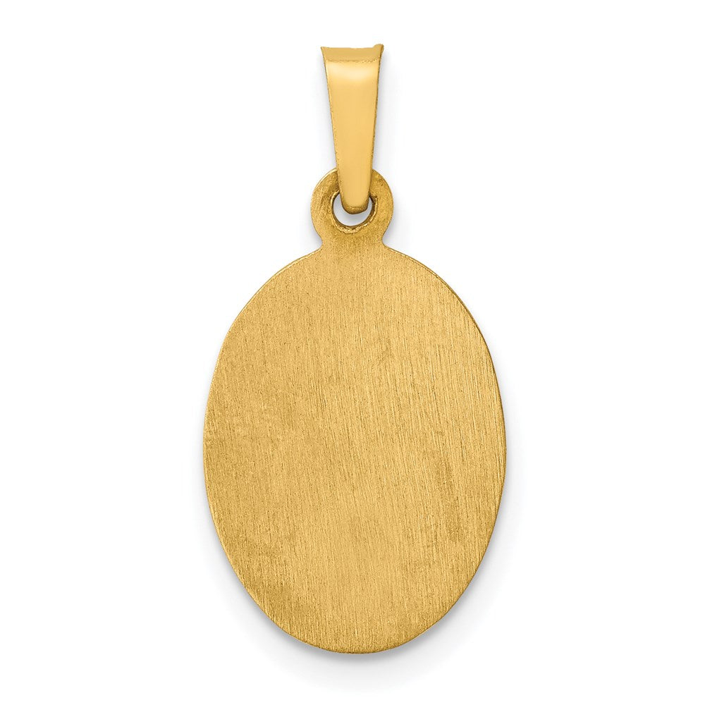 14k Polished and Satin Hollow St Jude Thaddeus Medal Oval Pendant