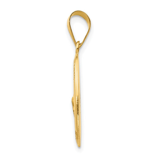 14k Polished and Satin Hollow St Jude Thaddeus Medal Oval Pendant