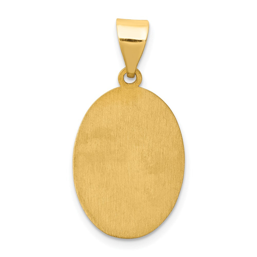 14k Polished and Satin Hollow St Jude Thaddeus Medal Oval Pendant