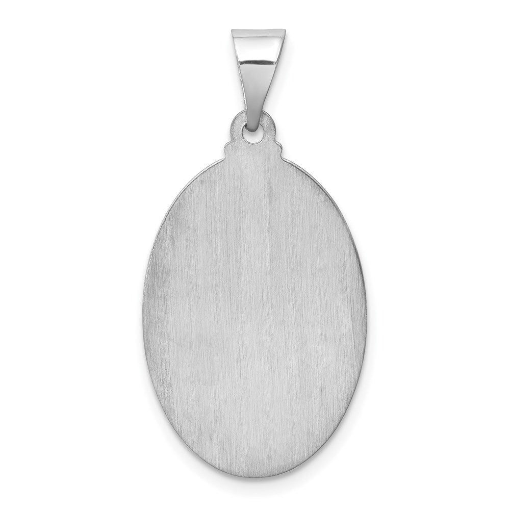 14K White Gold Polished and Satin Hollow St Jude Thaddeus Medal Oval Pendant
