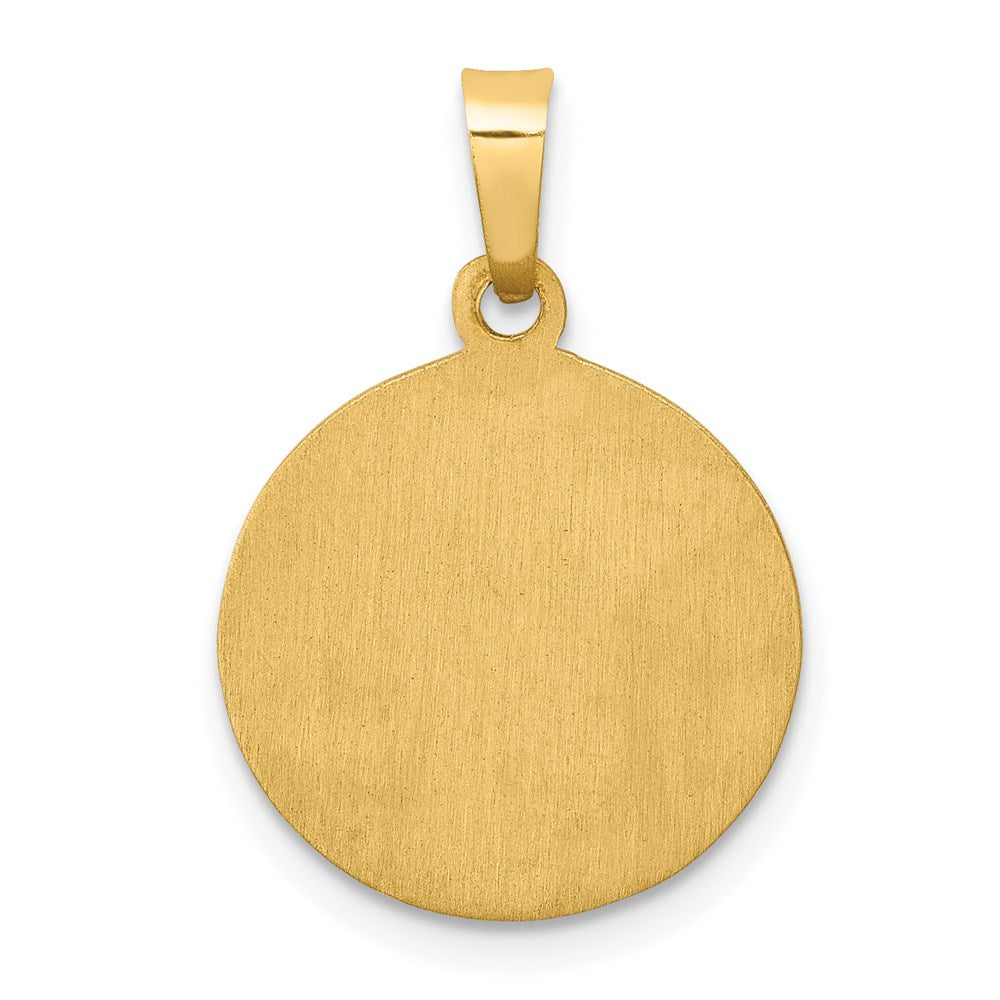 14k Polished and Satin Hollow St Lucy Medal Round Pendant