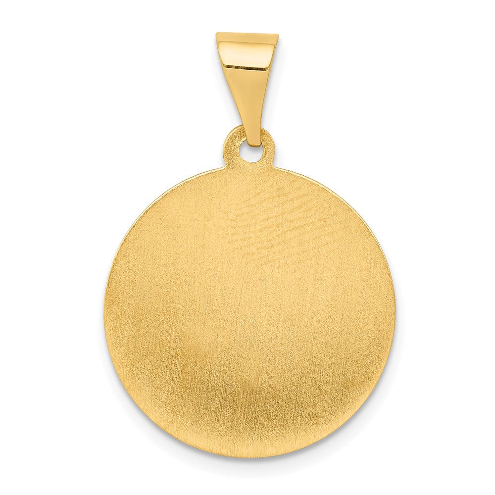 14k Polished and Satin Hollow St Matthew Medal Round Pendant
