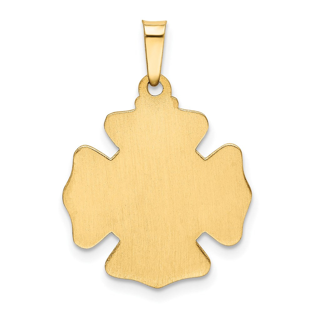 14k Polished and Satin Hollow St Florian F.D. Badge Medal Pendant