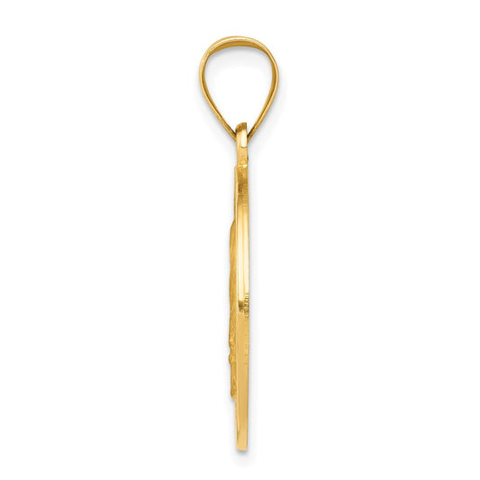 14k Polished and Satin Hollow Mother Teresa Medal Round Pendant