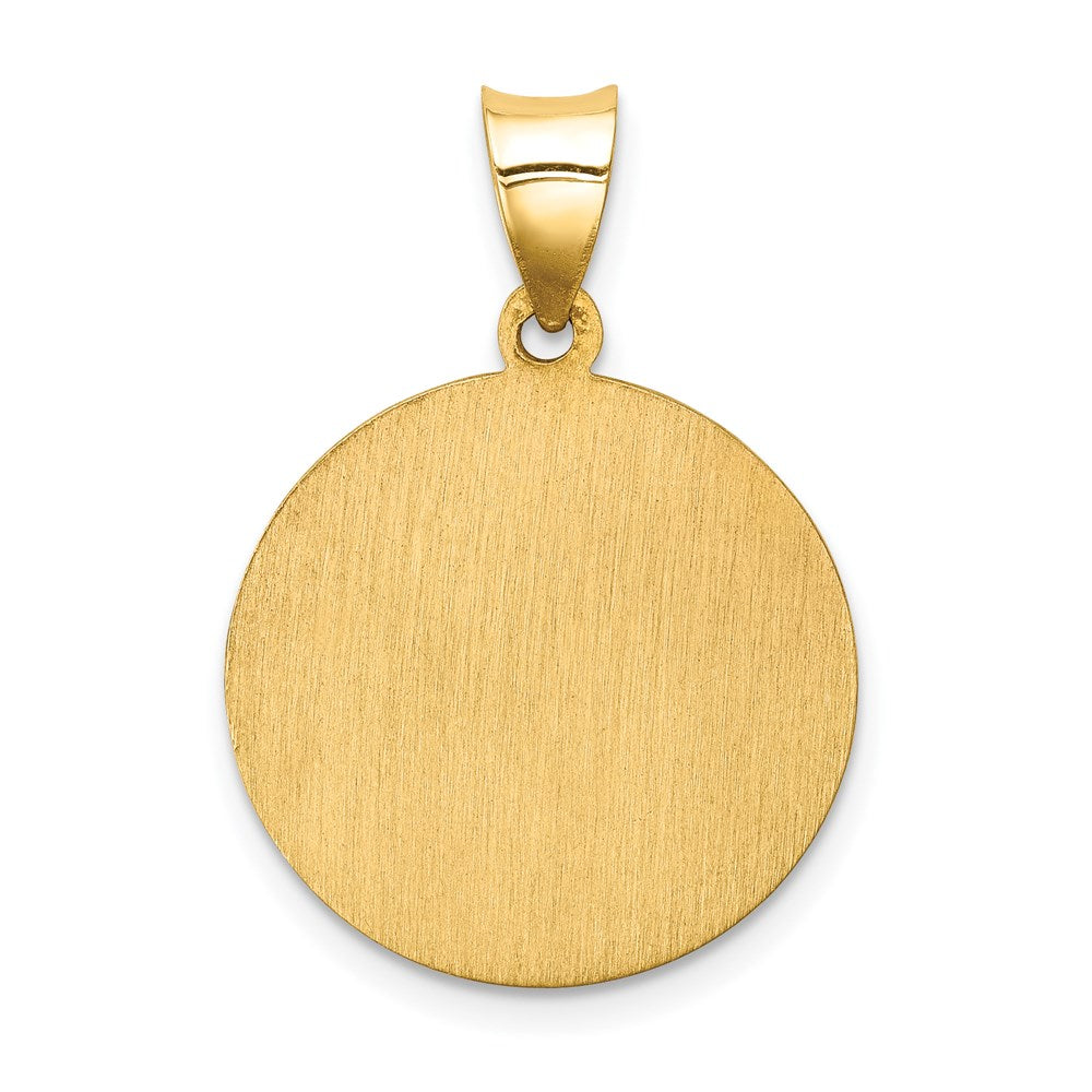 14k Polished and Satin Hollow Mother Teresa Medal Round Pendant