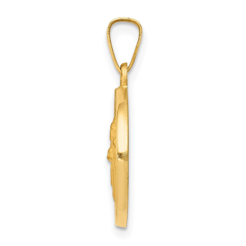 14k Polished and Satin Hollow St Patrick Medal Round Pendant