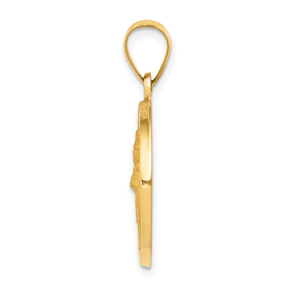 14k Polished and Satin Hollow St Patrick Medal Round Pendant