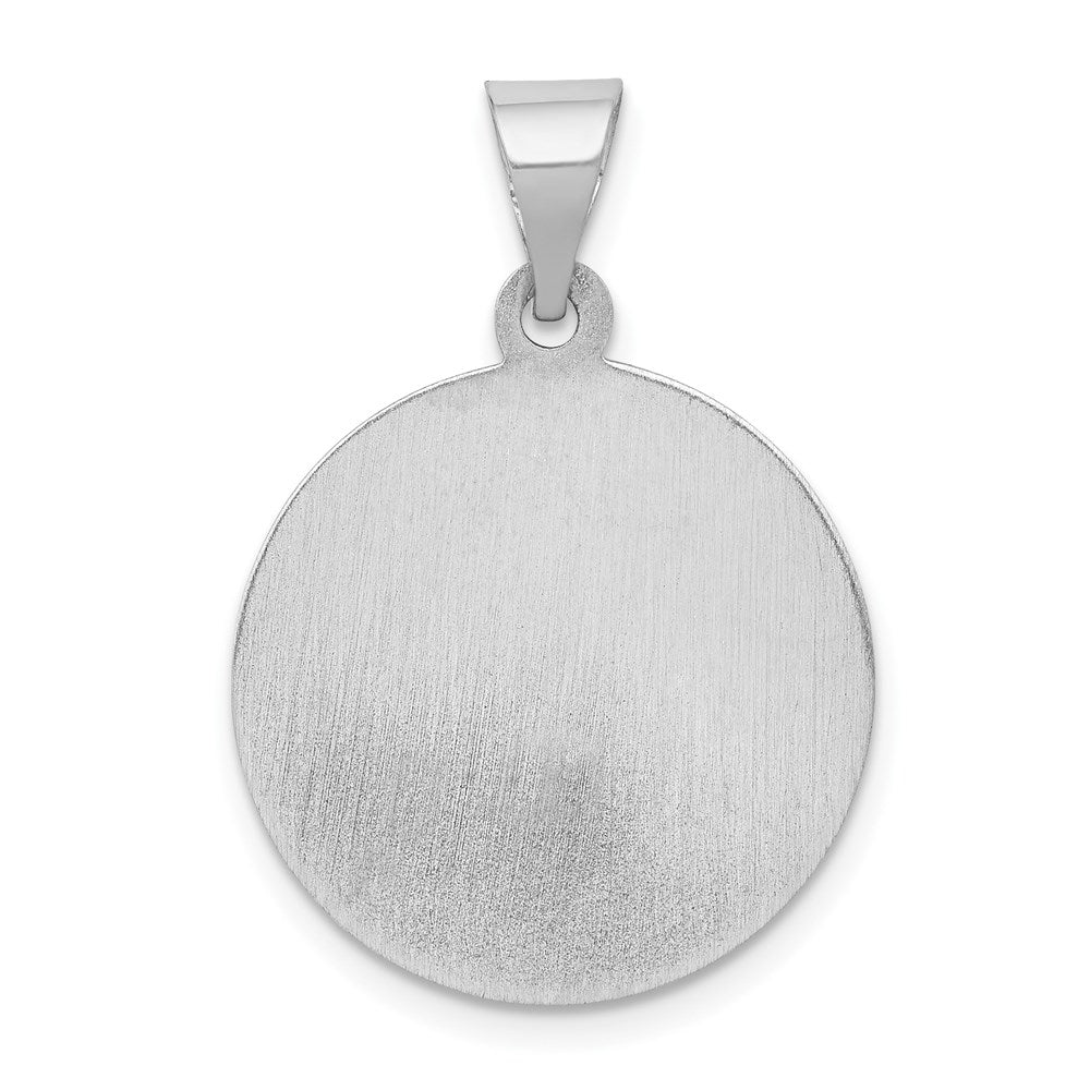 14k White Gold Polished and Satin Hollow St Patrick Medal Round Pendant