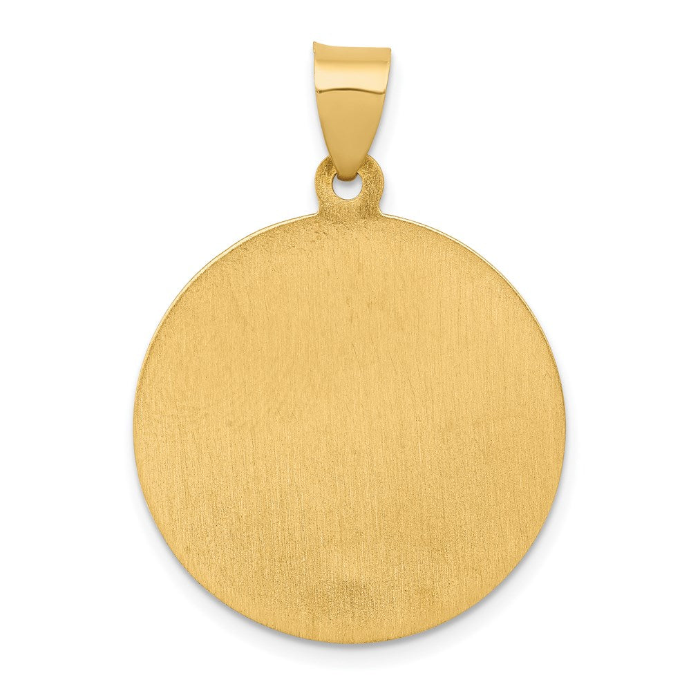 14k Polished and Satin Hollow Large St Patrick Medal Round Pendant