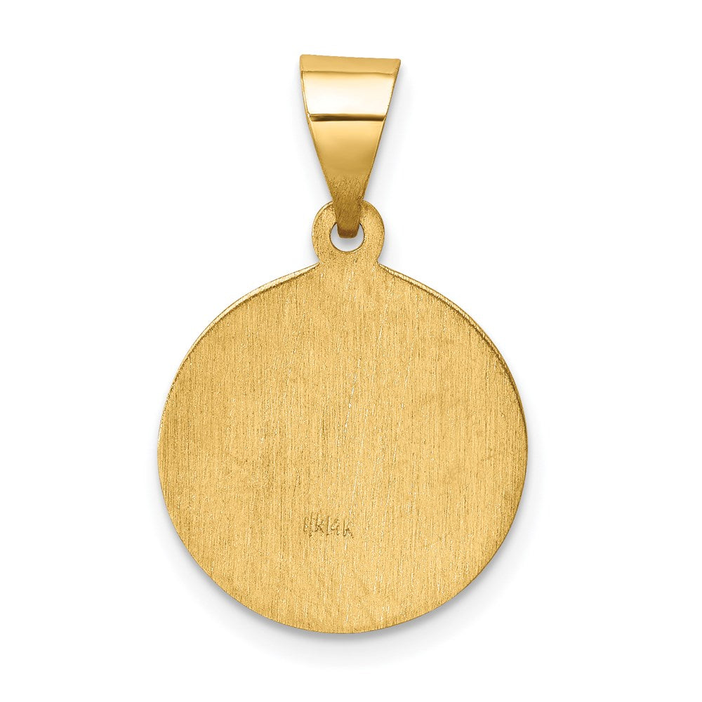 14k Polished and Satin Hollow St Paul Medal Round Pendant