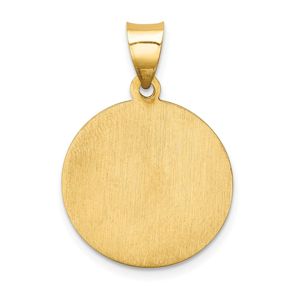 14k Polished and Satin Hollow St Paul Medal Round Pendant