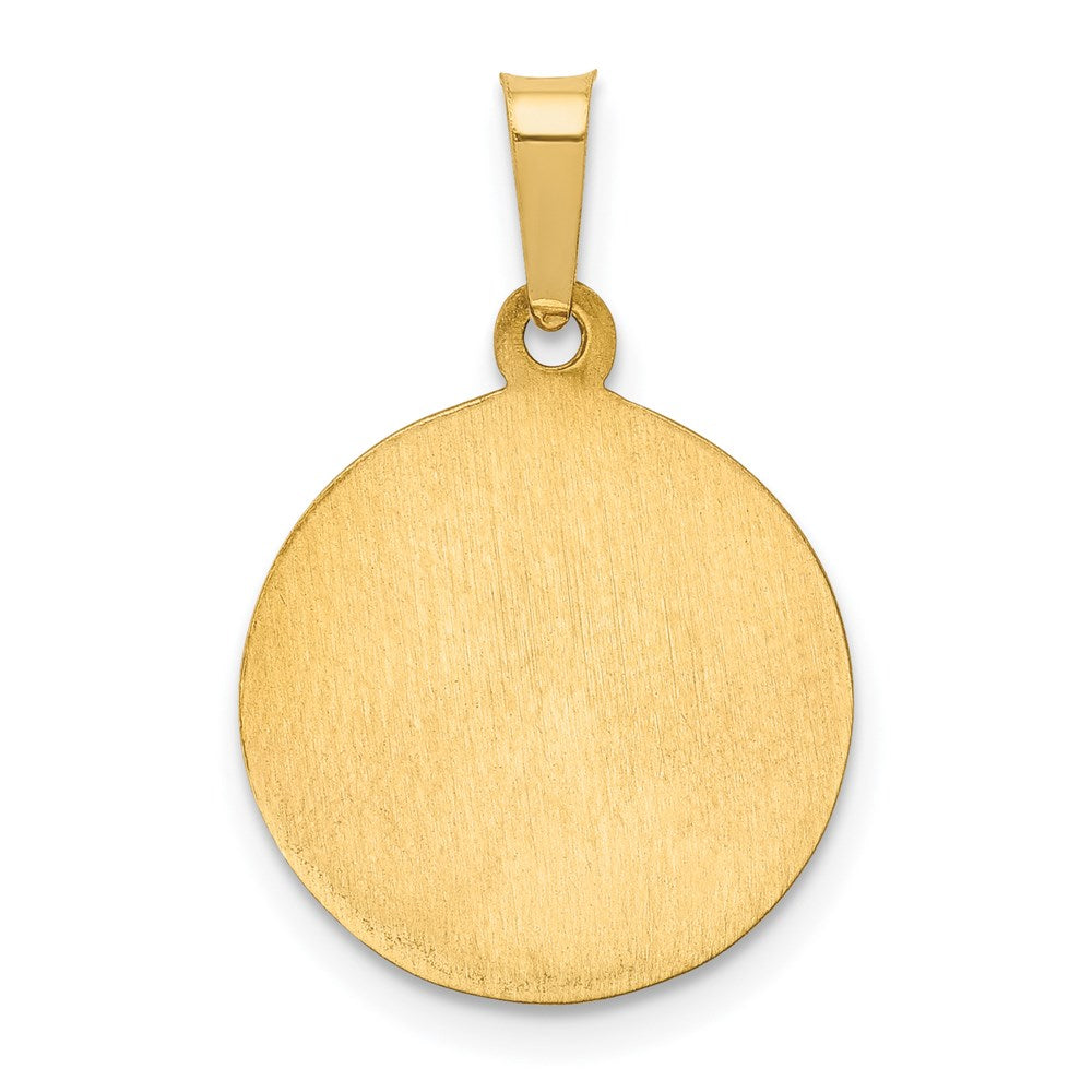 14k Polished and Satin Hollow St Peregrine Medal Round Pendant