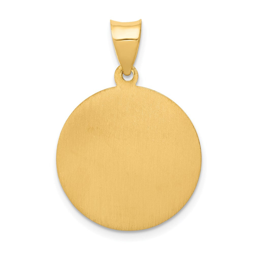 14k Polished and Satin Hollow St Thomas Medal Round Pendant