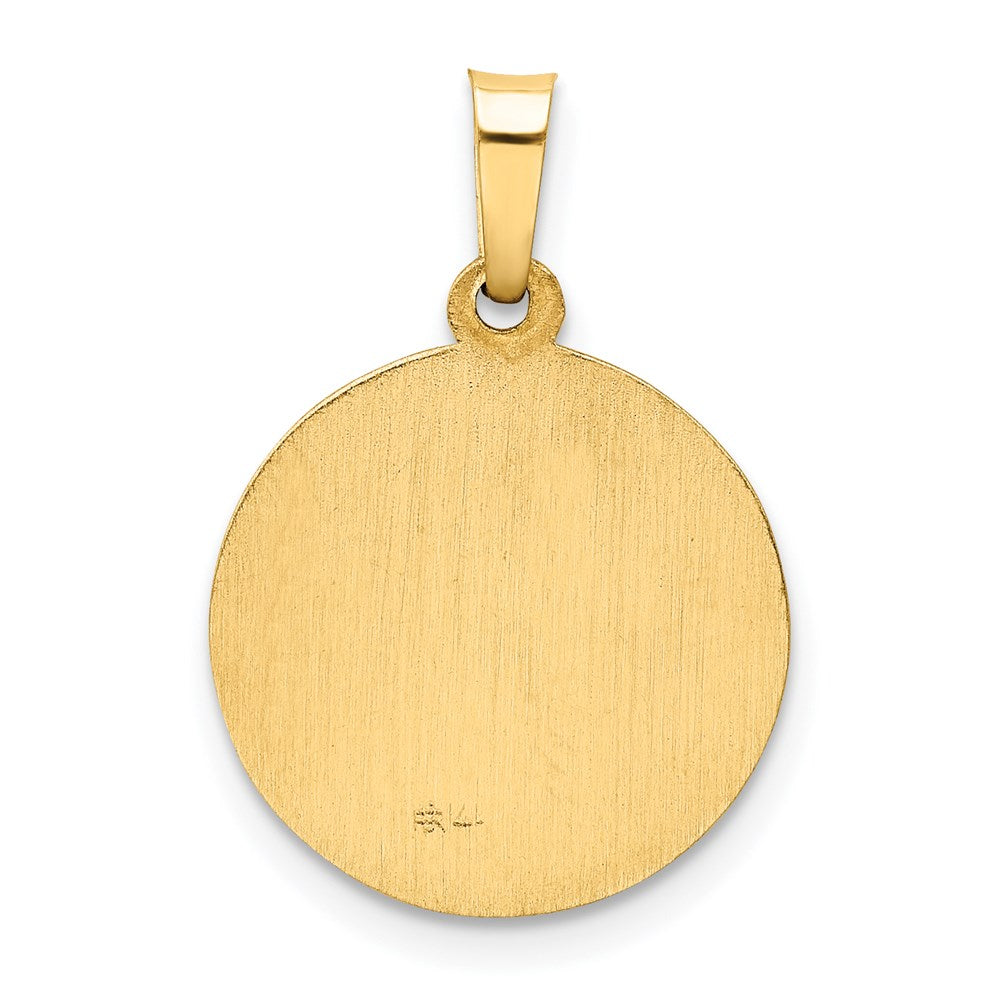 14k Polished and Satin Hollow HOLY COMMUNION Medal Round Pendant