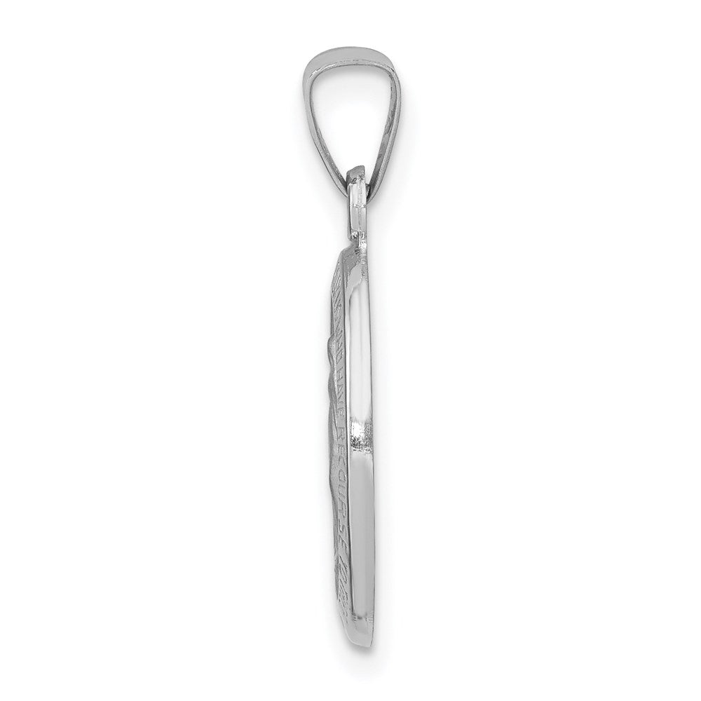 14k White Gold Polished and Satin Hollow Miraculous Medal Oval Pendant