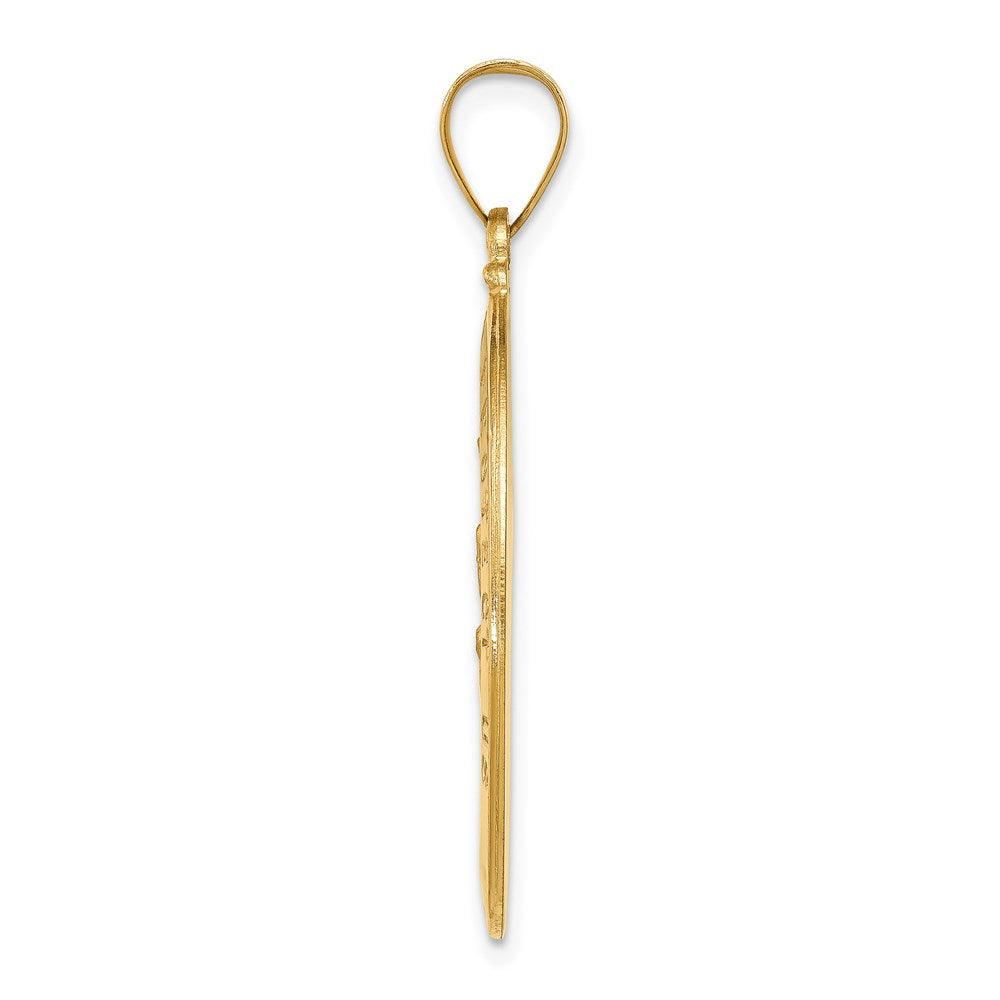 14k Polished and Satin Hollow St Christopher Medal Oval Pendant