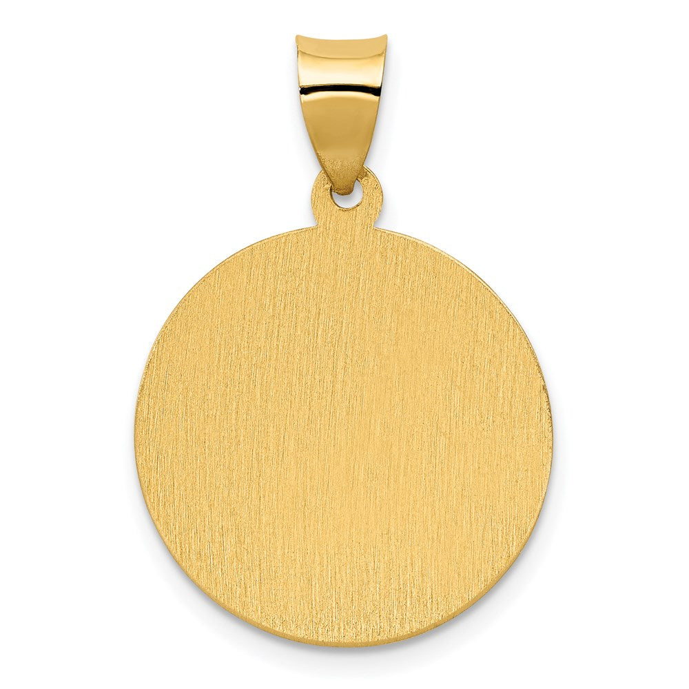 14K Polished Satin Hollow Spanish Divino Nino Round Medal Pendant