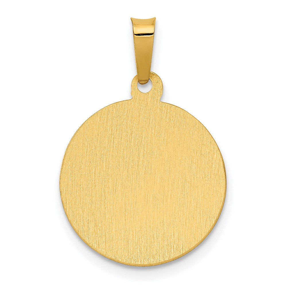 14K Polished Satin Hollow Spanish Divino Nino Round Medal Pendant