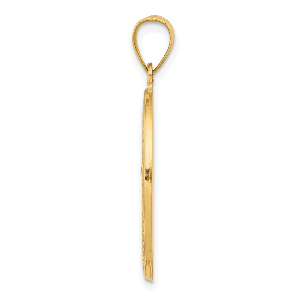 14K Polished and Satin Hollow Spanish Our Lady Of Guadalupe Oval Medal Pendant