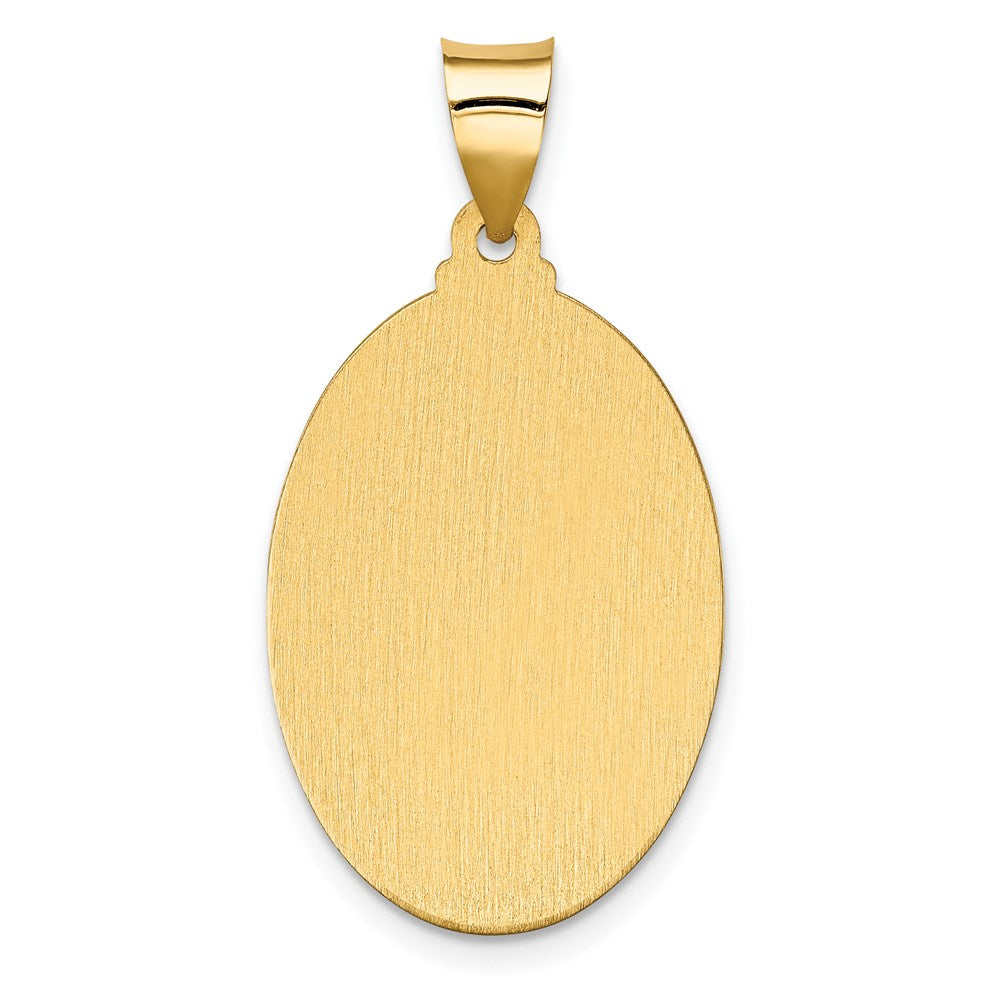 14K Polished and Satin Hollow Spanish Our Lady Of Guadalupe Oval Medal Pendant