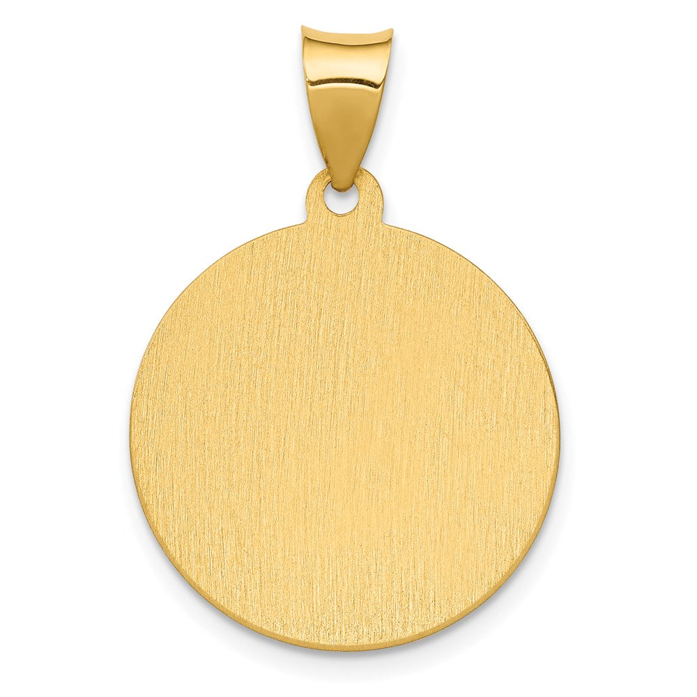 14K Polished and Satin Hollow Spanish San Antonio Medal Round Pendant