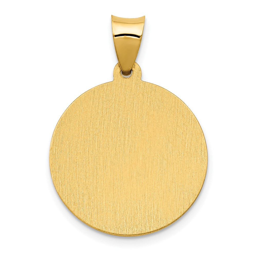 14K Polished and Satin St. Brigid Hollow Medal Pendant