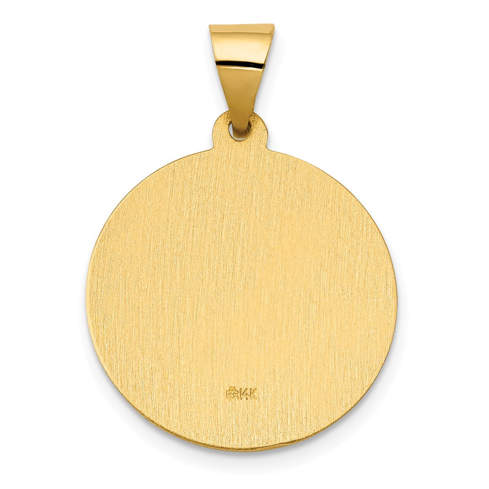 14K Polished and Satin St. Clare Hollow Medal Pendant