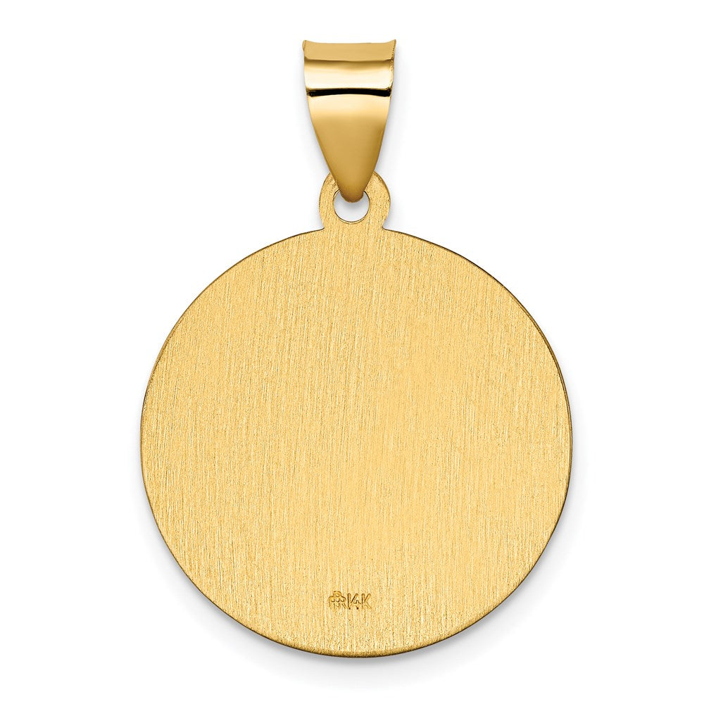14K Polished and Satin Hollow St. Kateri Medal Round Pendant