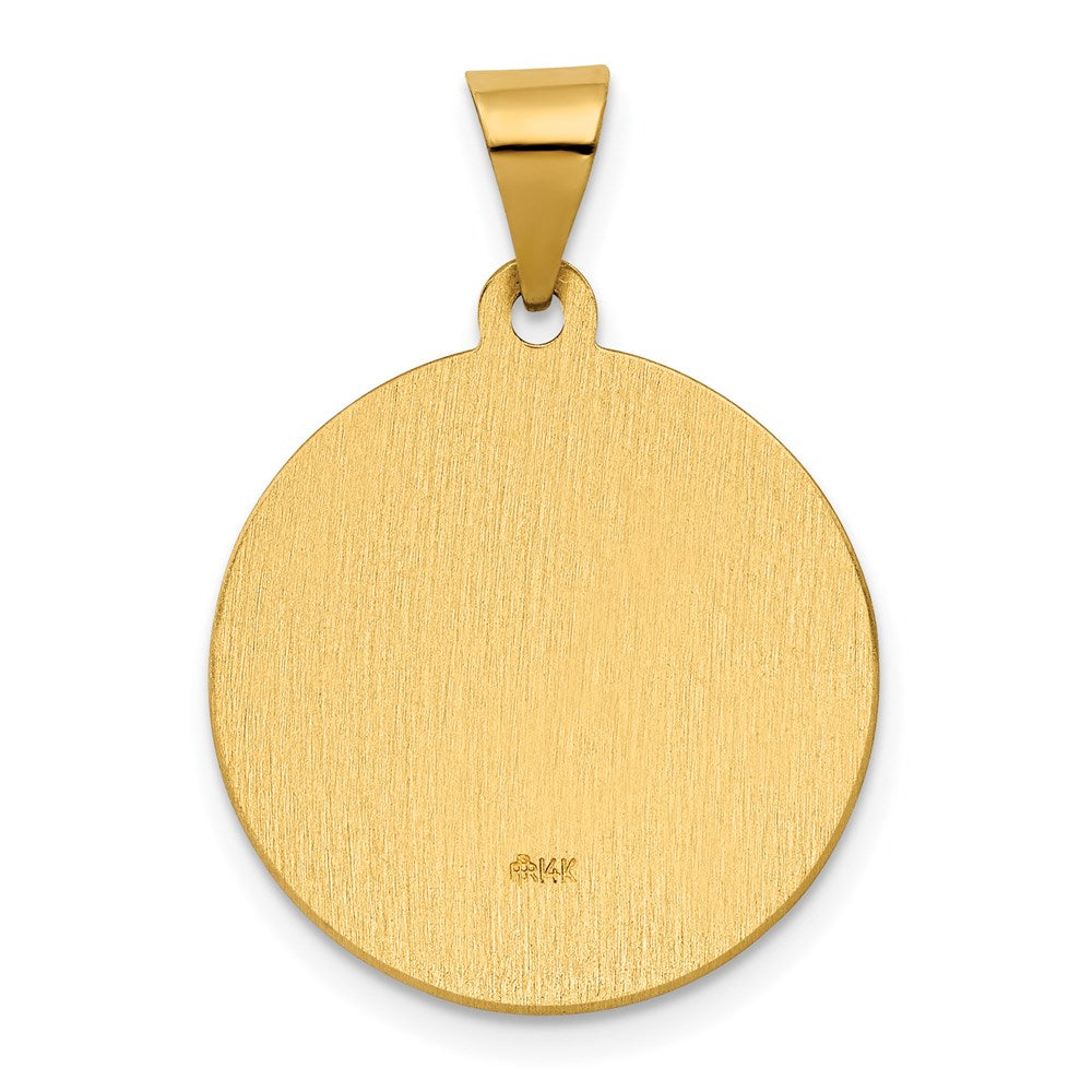 14K Polished and Satin Hollow St. Rita Medal Round Pendant