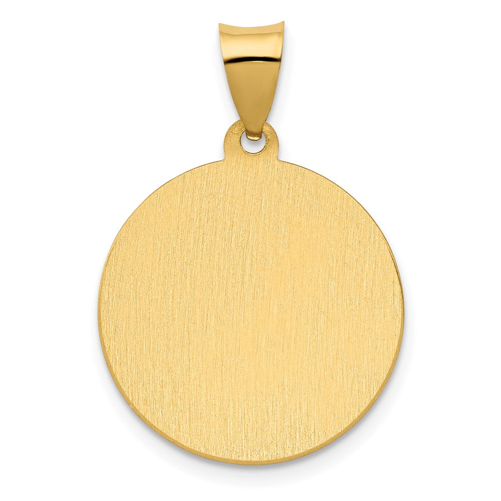 14K Polished and Satin Hollow St. Thomas More Medal Round Pendant