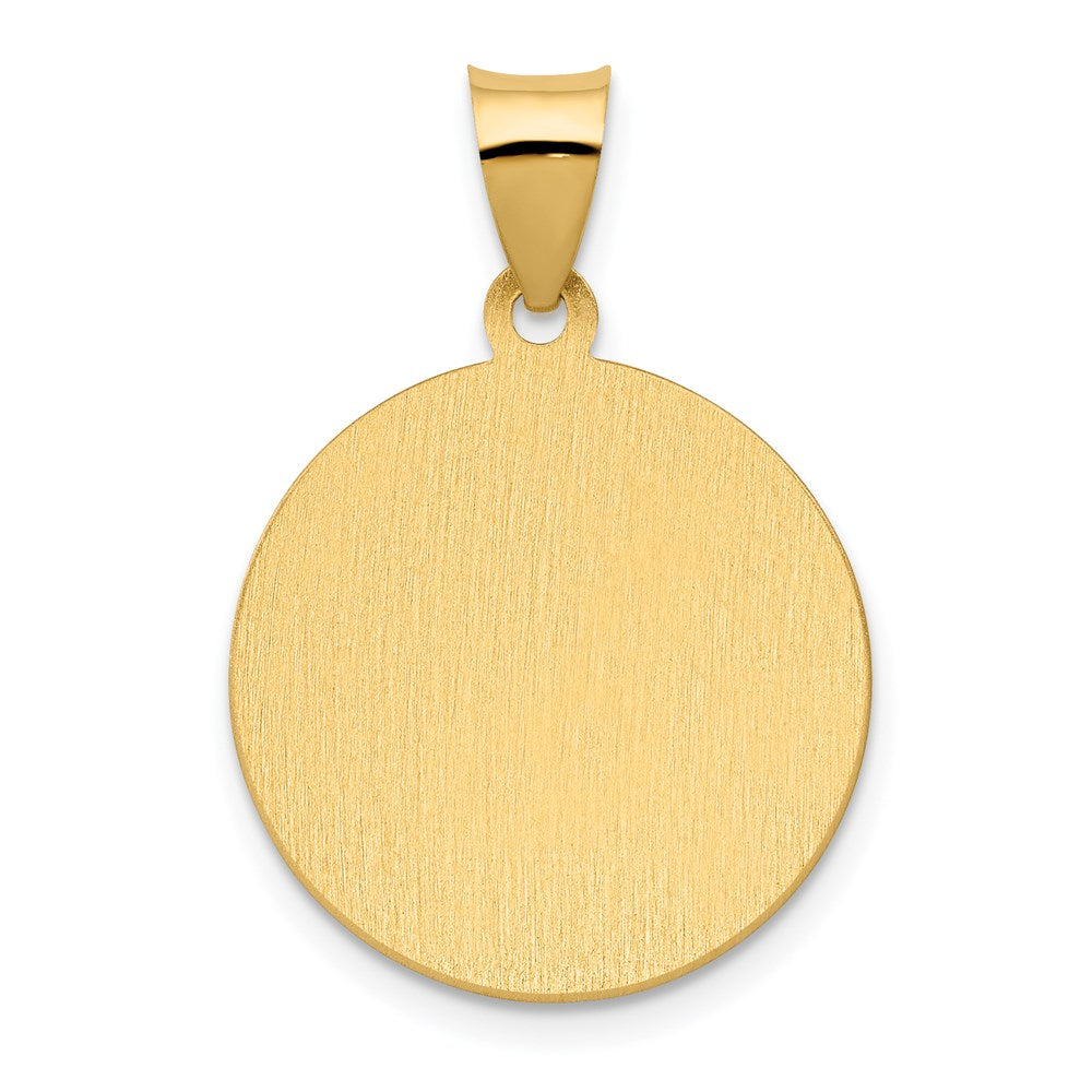 14K Polished and Satin Hollow St. Vincent Medal Round Pendant