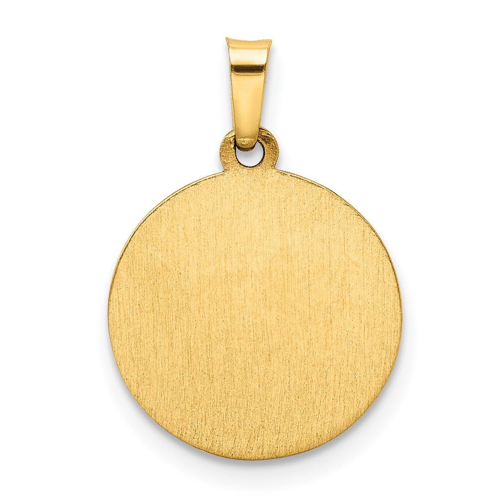 14k Polished and Satin Hollow Spanish Mi Primera Comunion Medal Round Pendant