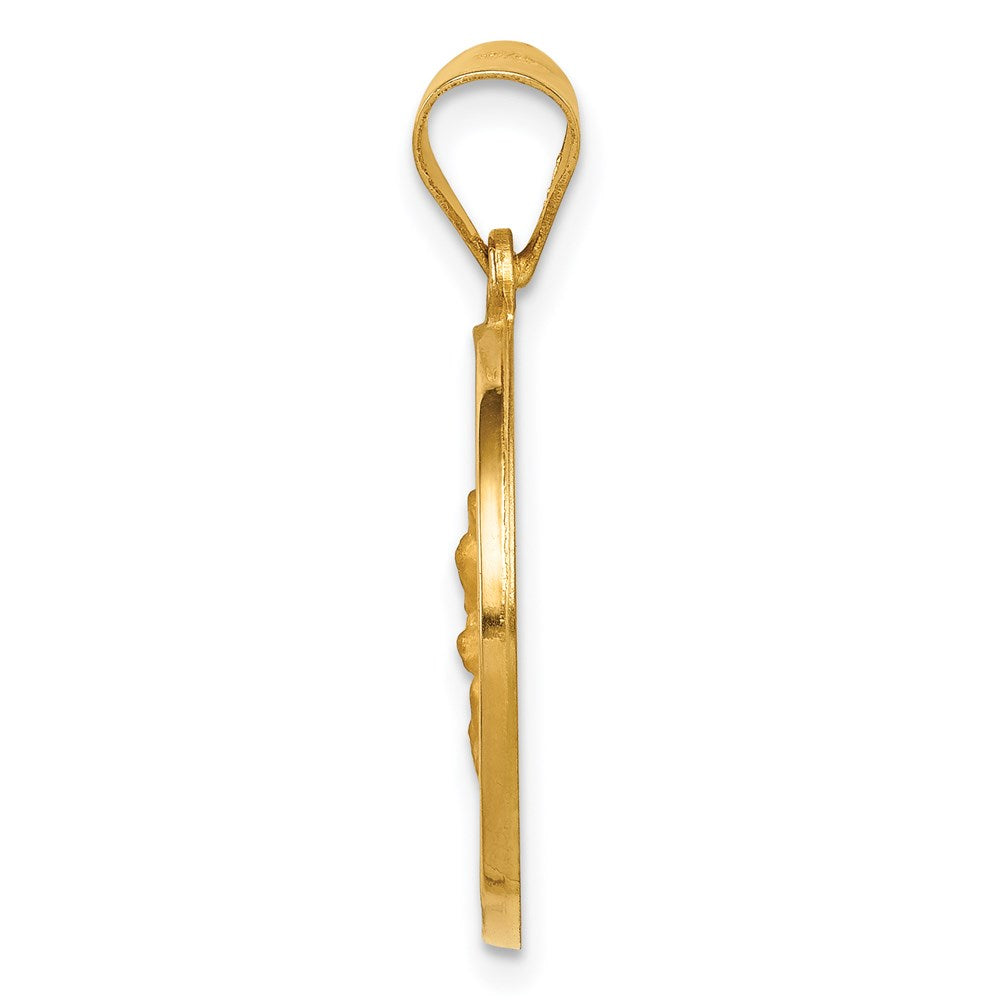 14K Polished and Satin Hollow Spanish Perpetuo Socorro Round Medal Pendant