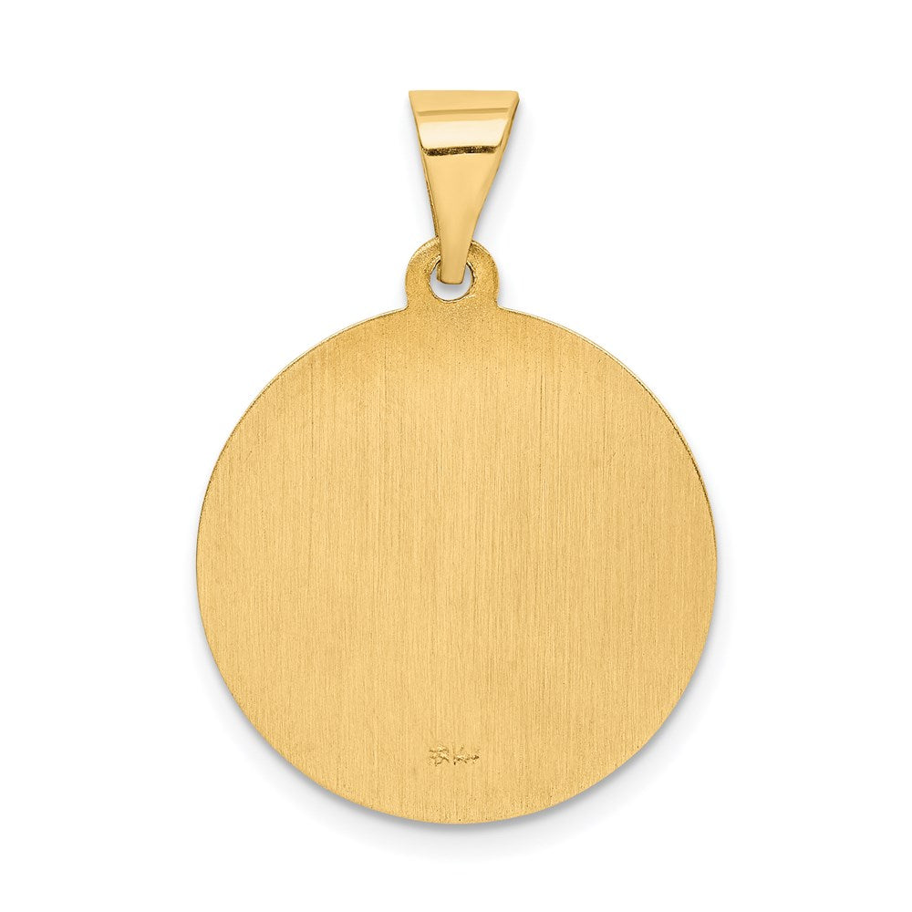 14K Polished and Satin Hollow Spanish Perpetuo Socorro Round Medal Pendant