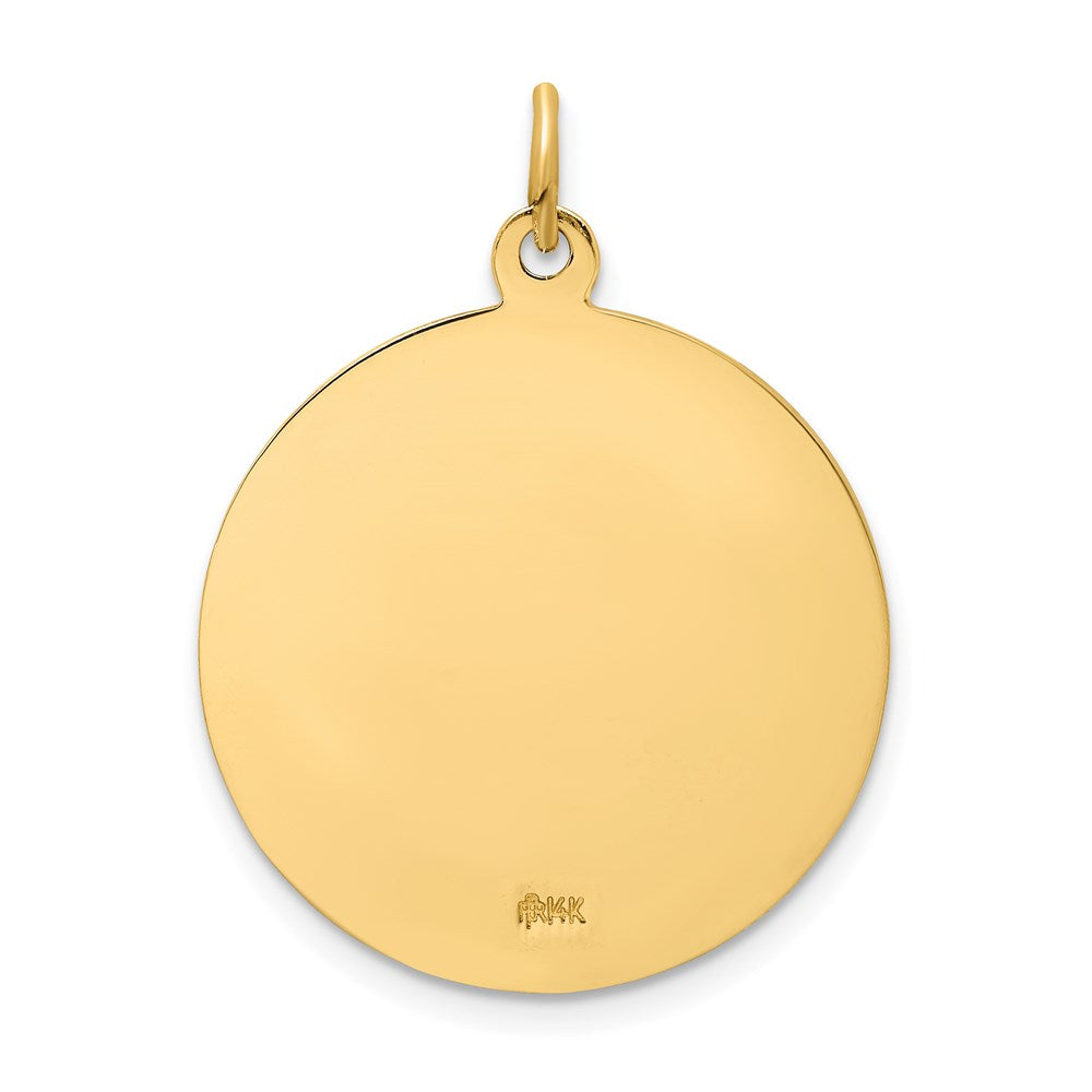 14k Polished and Satin Solid St Florian Medal Round Pendant