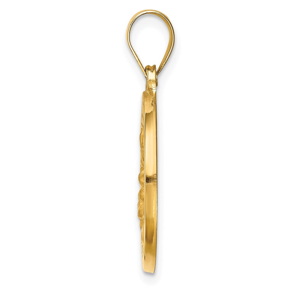 14k Polished and Satin Hollow Round St. Magdalena Medal Pendant